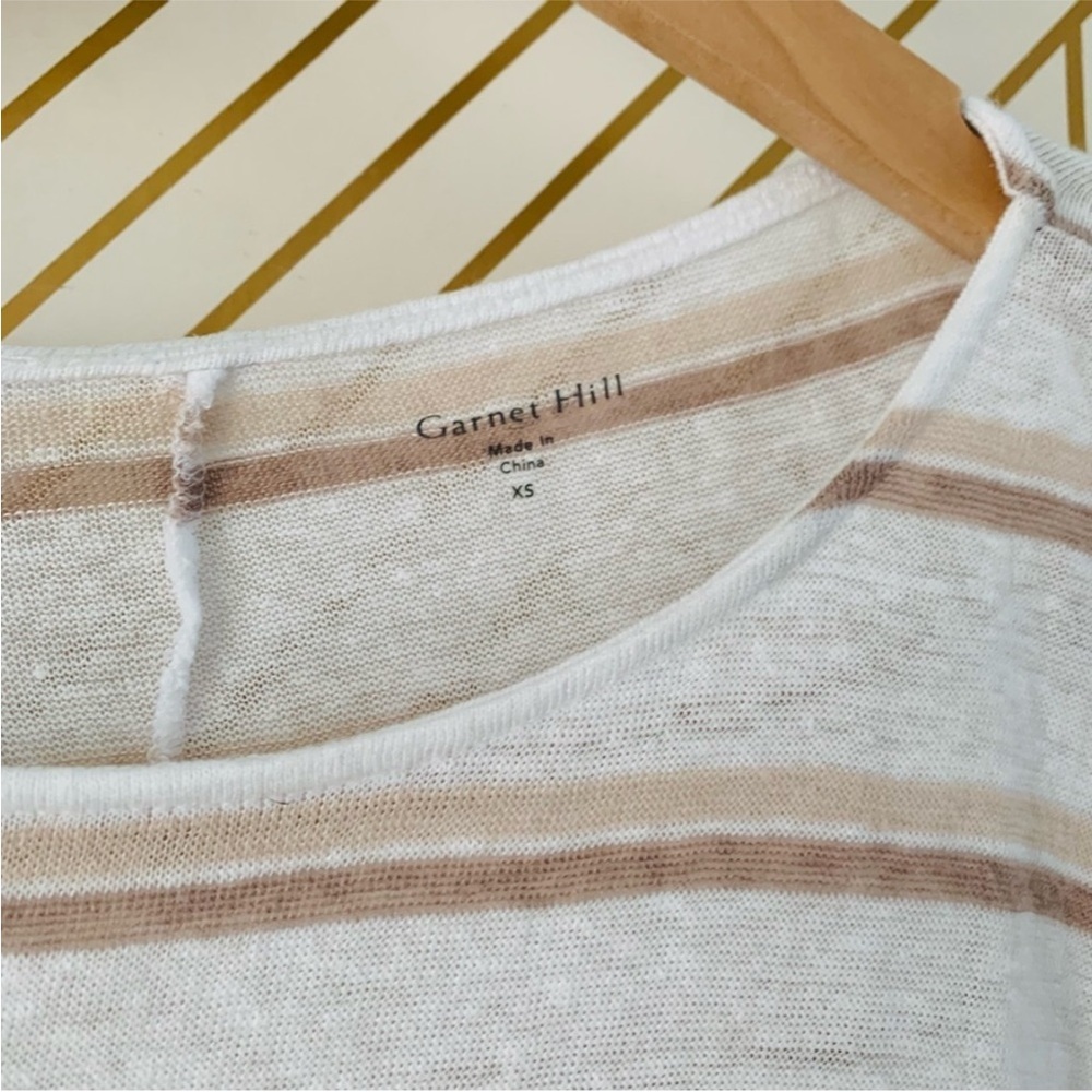 Garnet Hill Women's 100% Organic Linen Dress Dolman Sleeve Striped Size Medium - Picture 8 of 11